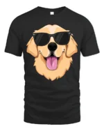 Cool Golden Retriever Dog With Sunglasses Funny Graphic T Shirt - black t-shirt on white background