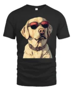 Cool Labrador Dog With Sunglasses Funny Dog Lover Graphic T Shirt - black t-shirt on white background