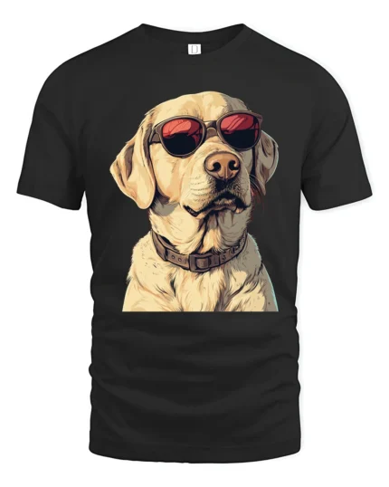Cool Labrador Dog With Sunglasses Funny Dog Lover Graphic T Shirt - black t-shirt on white background