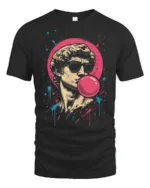 Cool Bubblegum David Statue Pop Art Graphic T Shirt - black t-shirt on white background