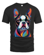 Colorful Pop Art French Bulldog Portrait Graphic T Shirt - black t-shirt on white background