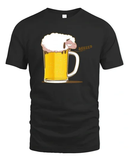 Funny Beer Sheep Baa Beer Lover Humor Graphic T Shirt - black t-shirt on white background