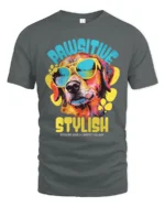 Pawsitive Stylish Cool Dog With Sunglasses Graphic T Shirt - gray t-shirt on white background