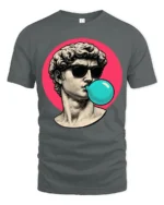 Cool David Statue Bubblegum Pop Art Graphic T Shirt Retro Aesthetic - gray t-shirt on white background