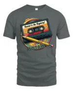 Retro Rewind To The Beginning Cassette Tape Graphic T Shirt - gray t-shirt on white background