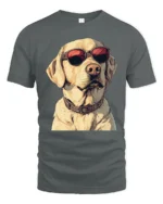 Cool Labrador Dog With Sunglasses Funny Dog Lover Graphic T Shirt - gray t-shirt on white background