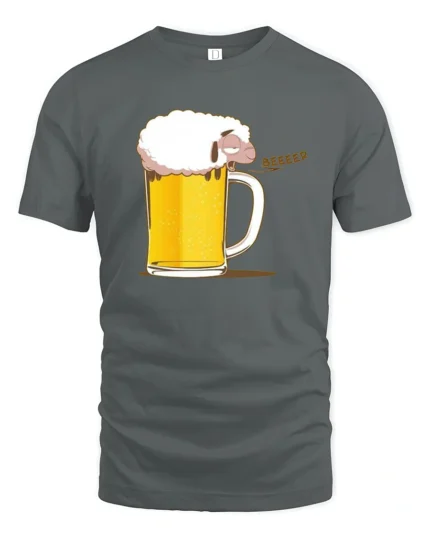 Funny Beer Sheep Baa Beer Lover Humor Graphic T Shirt - gray t-shirt on white background