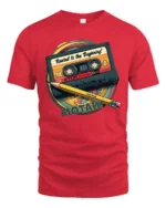 Retro Rewind To The Beginning Cassette Tape Graphic T Shirt - red t-shirt on white background