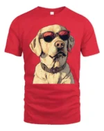 Cool Labrador Dog With Sunglasses Funny Dog Lover Graphic T Shirt - red t-shirt on white background
