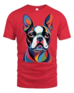 Colorful Pop Art French Bulldog Portrait Graphic T Shirt - red t-shirt on white background