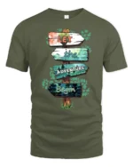 Let The Adventure Begin Inspirational Outdoor Travel Graphic T Shirt - military green t-shirt on white background