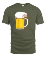 Funny Beer Sheep Baa Beer Lover Humor Graphic T Shirt - military green t-shirt on white background