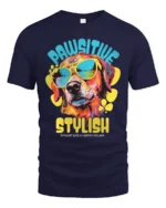 Pawsitive Stylish Cool Dog With Sunglasses Graphic T Shirt - navy t-shirt on white background