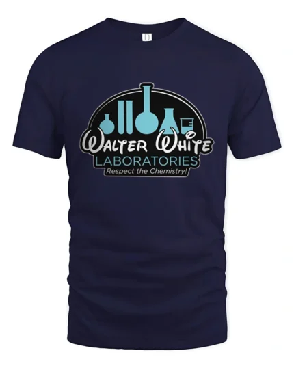 Walter White Laboratories Respect The Chemistry Science Graphic T Shirt - navy t-shirt on white background