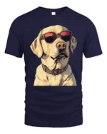 Cool Labrador Dog With Sunglasses Funny Dog Lover Graphic T Shirt - navy t-shirt on white background