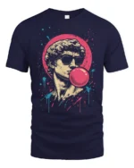 Cool Bubblegum David Statue Pop Art Graphic T Shirt - navy t-shirt on white background