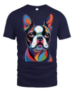 Colorful Pop Art French Bulldog Portrait Graphic T Shirt - navy t-shirt on white background