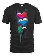 Colorful Graffiti Hearts Love Graphic T Shirt Artistic Street Style Tee - black t-shirt on white background