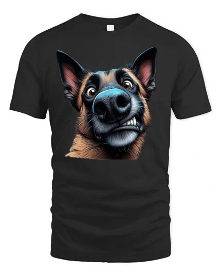 Funny German Shepherd Selfie Face Graphic T Shirt Dog Lover Tee - black t-shirt on white background