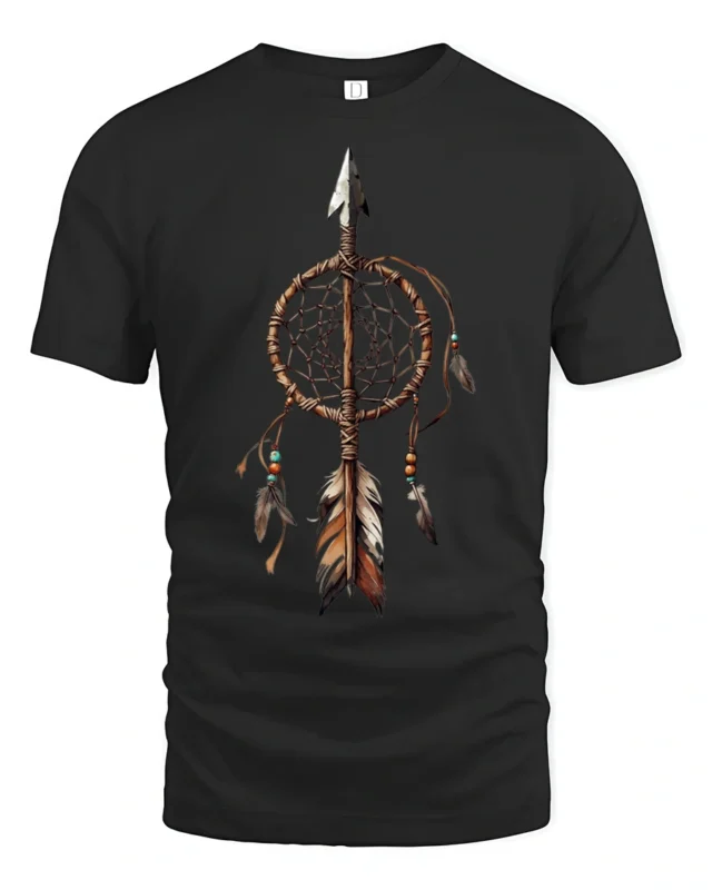 Native Dreamcatcher Arrow Symbol Spiritual Graphic T Shirt - black t-shirt on white background