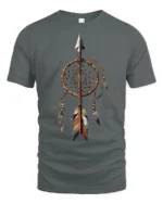 Native Dreamcatcher Arrow Symbol Spiritual Graphic T Shirt - gray t-shirt on white background
