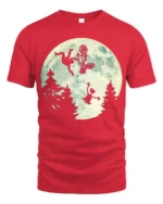 Funny Moonlight BMX Alien Parody Graphic T Shirt Retro Bike Tee - red t-shirt on white background