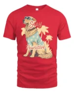 Stay Pawsitive Funny Golden Retriever Dog Lover Graphic T Shirt - red t-shirt on white background