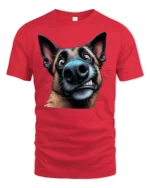 Funny German Shepherd Selfie Face Graphic T Shirt Dog Lover Tee - red t-shirt on white background
