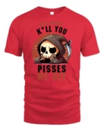 Funny Grim Reaper What Doesnt Kill You Pisses Me Off Graphic T Shirt - red t-shirt on white background