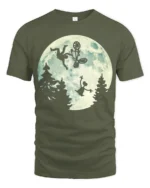 Funny Moonlight BMX Alien Parody Graphic T Shirt Retro Bike Tee - military green t-shirt on white background