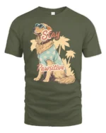 Stay Pawsitive Funny Golden Retriever Dog Lover Graphic T Shirt - military green t-shirt on white background