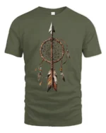 Native Dreamcatcher Arrow Symbol Spiritual Graphic T Shirt - military green t-shirt on white background