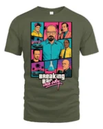 Retro Crime Series Vice City Style Graphic T Shirt Vintage Parody Tee - military green t-shirt on white background