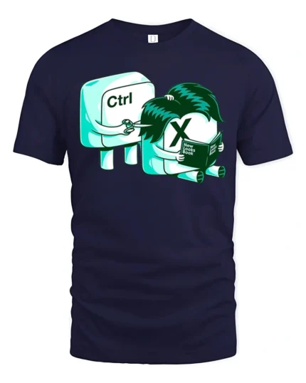 Funny Ctrl X Excel Spreadsheet Office Humor Graphic T Shirt - navy t-shirt on white background