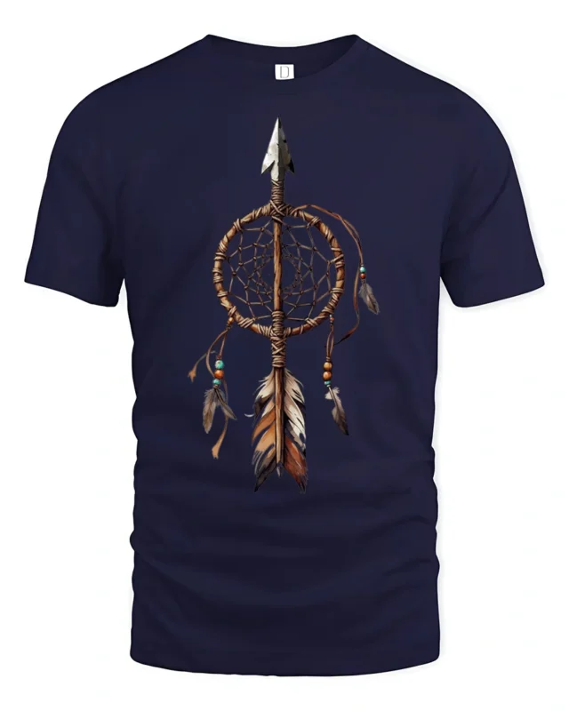 Native Dreamcatcher Arrow Symbol Spiritual Graphic T Shirt - navy t-shirt on white background