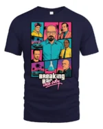 Retro Crime Series Vice City Style Graphic T Shirt Vintage Parody Tee - navy t-shirt on white background