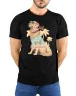 Stay Pawsitive Funny Golden Retriever Dog Lover Graphic T Shirt - model wearing black tee with hands behind back