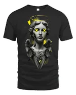 Glitch Angel Statue Street Art Urban Graphic T Shirt Aesthetic Style - black t-shirt on white background
