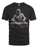 Classical DJ Statue Music Producer Greek Art Graphic T Shirt - black t-shirt on white background
