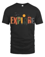 Explore Nature Adventure Hiking Camping Graphic T Shirt - black t-shirt on white background