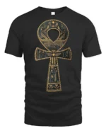 Ancient Egyptian Ankh Symbol Hieroglyphic Art Graphic T Shirt - black t-shirt on white background
