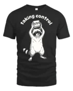 Taking Control Funny Raccoon Keyboard Ctrl Tech Humor T Shirt - black t-shirt on white background