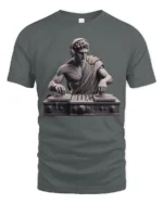 Classical DJ Statue Music Producer Greek Art Graphic T Shirt - gray t-shirt on white background