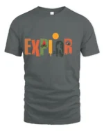 Explore Nature Adventure Hiking Camping Graphic T Shirt - gray t-shirt on white background