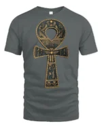 Ancient Egyptian Ankh Symbol Hieroglyphic Art Graphic T Shirt - gray t-shirt on white background