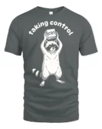Taking Control Funny Raccoon Keyboard Ctrl Tech Humor T Shirt - gray t-shirt on white background