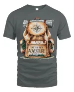 Time For New Adventure Hiking Backpack Camping Graphic T Shirt - gray t-shirt on white background