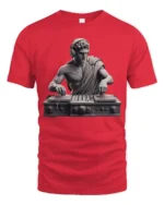 Classical DJ Statue Music Producer Greek Art Graphic T Shirt - red t-shirt on white background