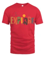 Explore Nature Adventure Hiking Camping Graphic T Shirt - red t-shirt on white background