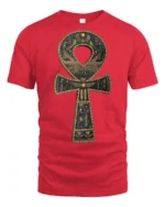 Ancient Egyptian Ankh Symbol Hieroglyphic Art Graphic T Shirt - red t-shirt on white background
